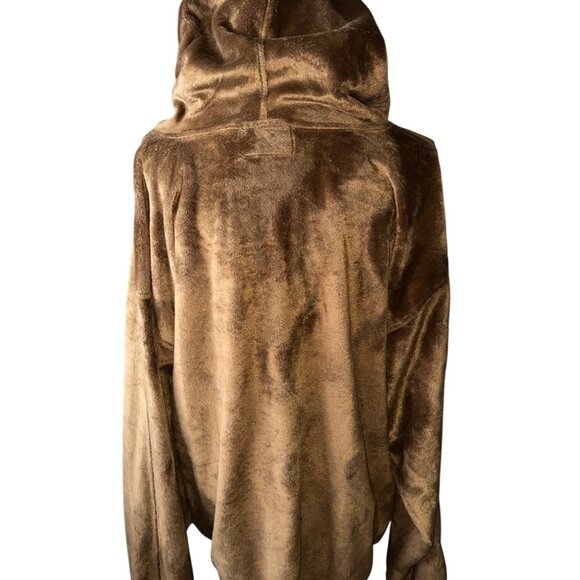 Jordan Craig Velvet Jacket Y2K Brown Hooded Zip-Up Jacket Zip Pockets Size XL - Picture 2 of 10